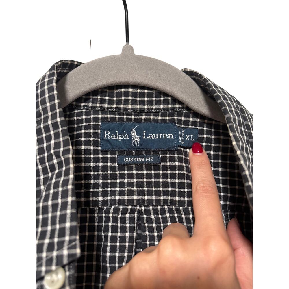 Ralph Lauren XL Custom Fit Black White Check Shirt - Picture 4 of 8